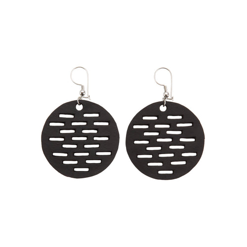 Coding Recycled Rubber Circular Earrings