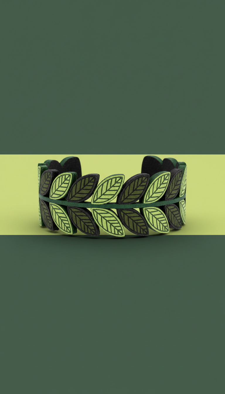 Upcycled Rubber Leaf Cuff Bracelet