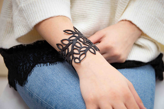Evergreen Leaf Upcycled Rubber Bracelet