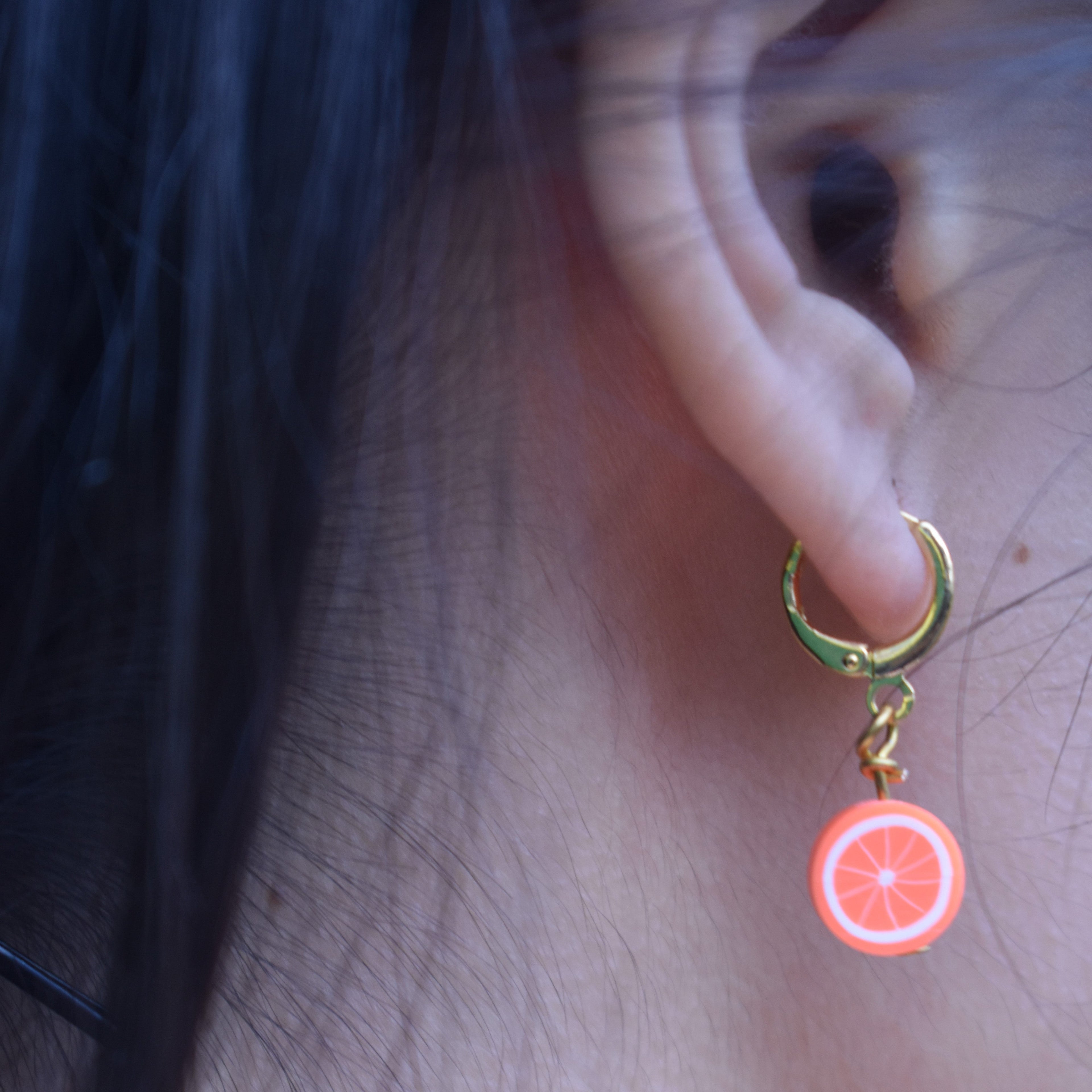 Orange Huggie Earrings | by Ifemi Jewels