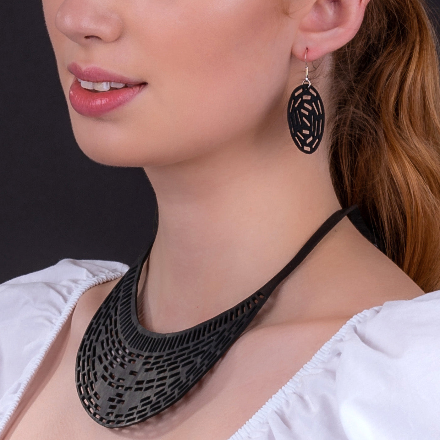 Coding Recycled Rubber Circular Earrings