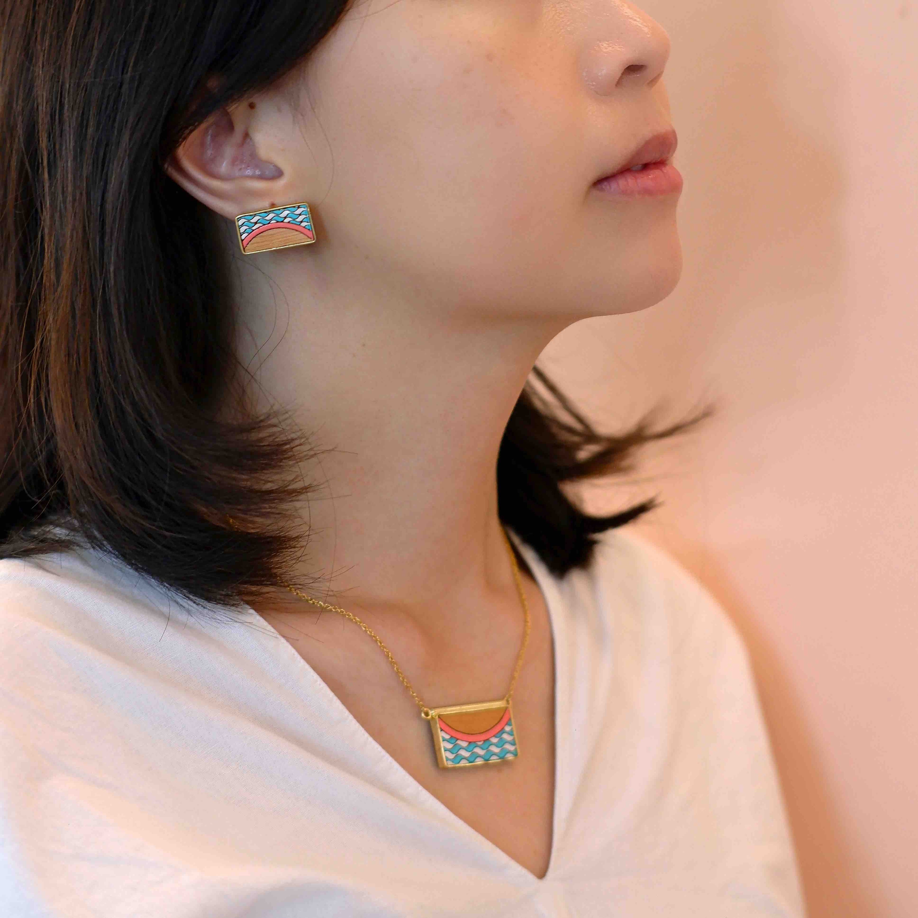 Seaside Recycled Wood Gold Necklace