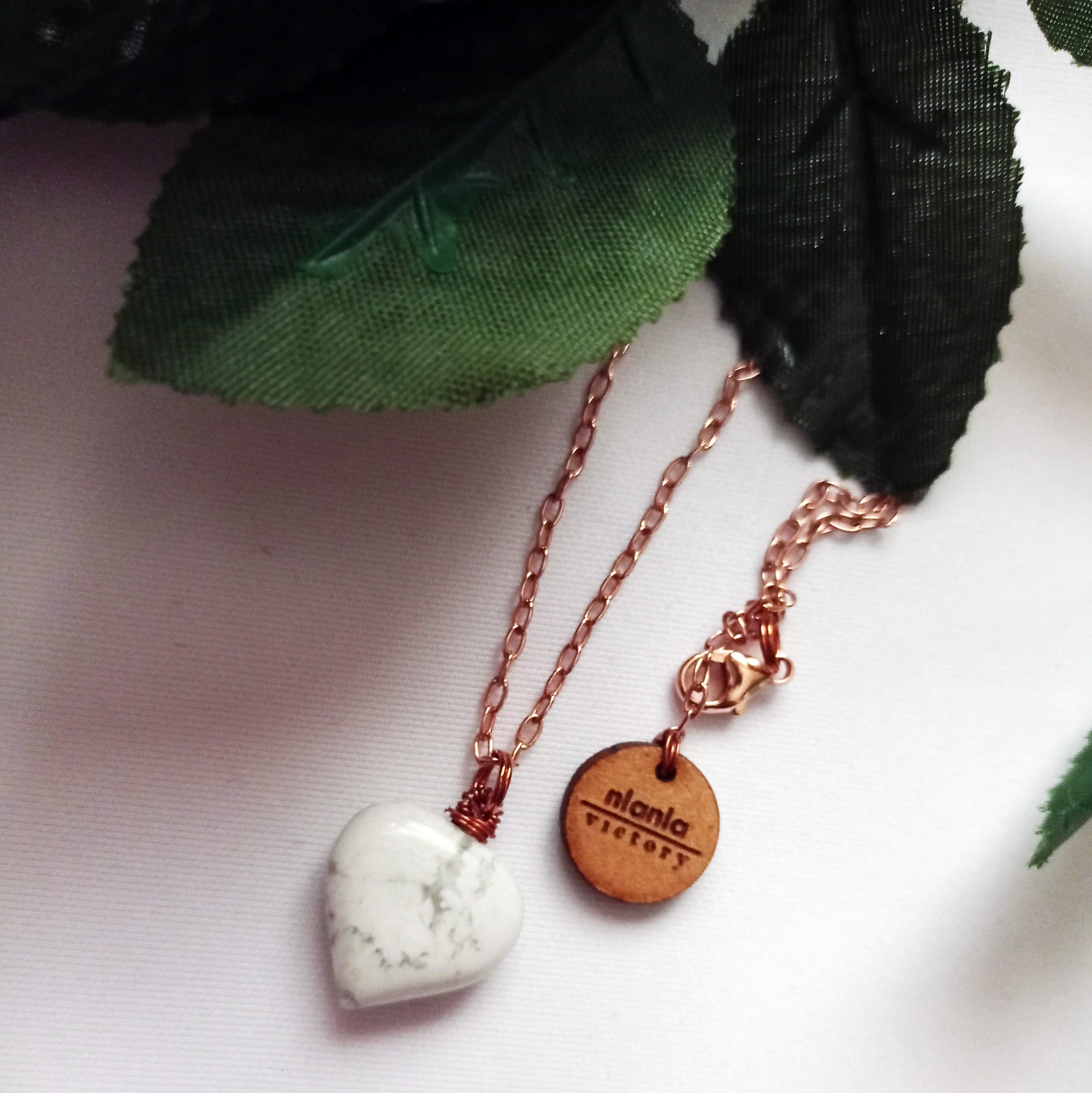 White Howlite Rose Gold necklace, White and Pink Gemstone Necklace, Bloom Collection | by nlanlaVictory