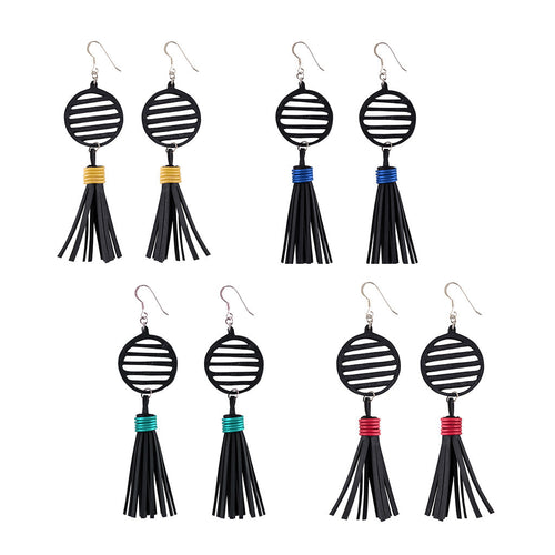 Lunar Upcycled Rubber Tassel Earrings