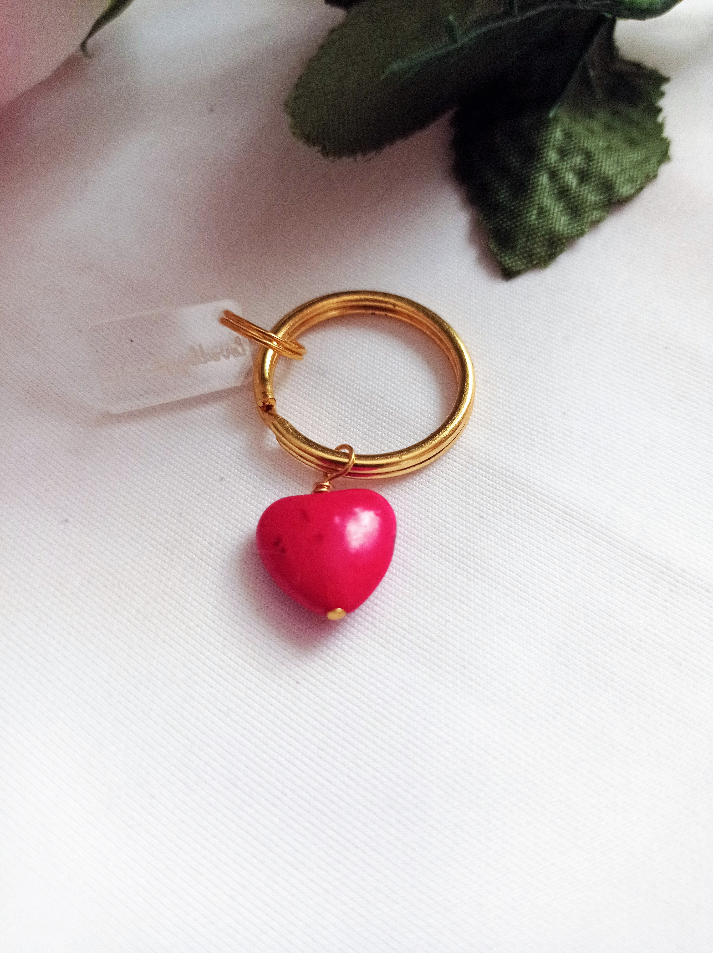 Red Heart Key Chain, Heart-shaped Keychain, Passionate Key Accessory, Stylish Key Holder | by lovedbynlanla